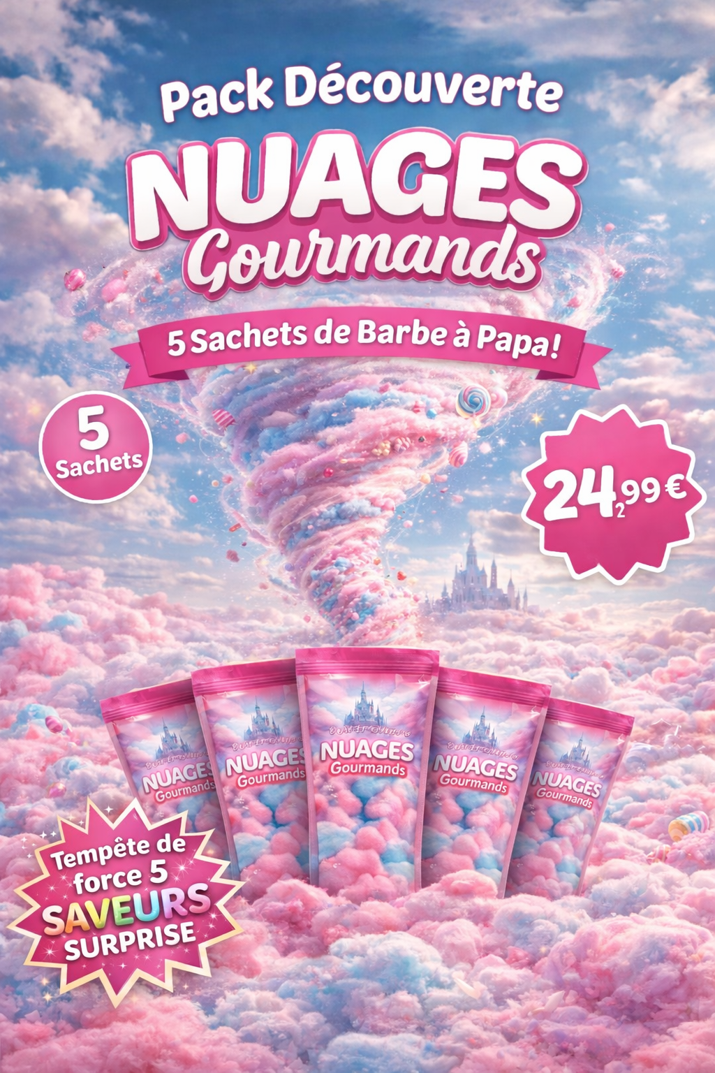 Tornade de découverte saveur aléatoire ( 5 sachets de 50 grame)